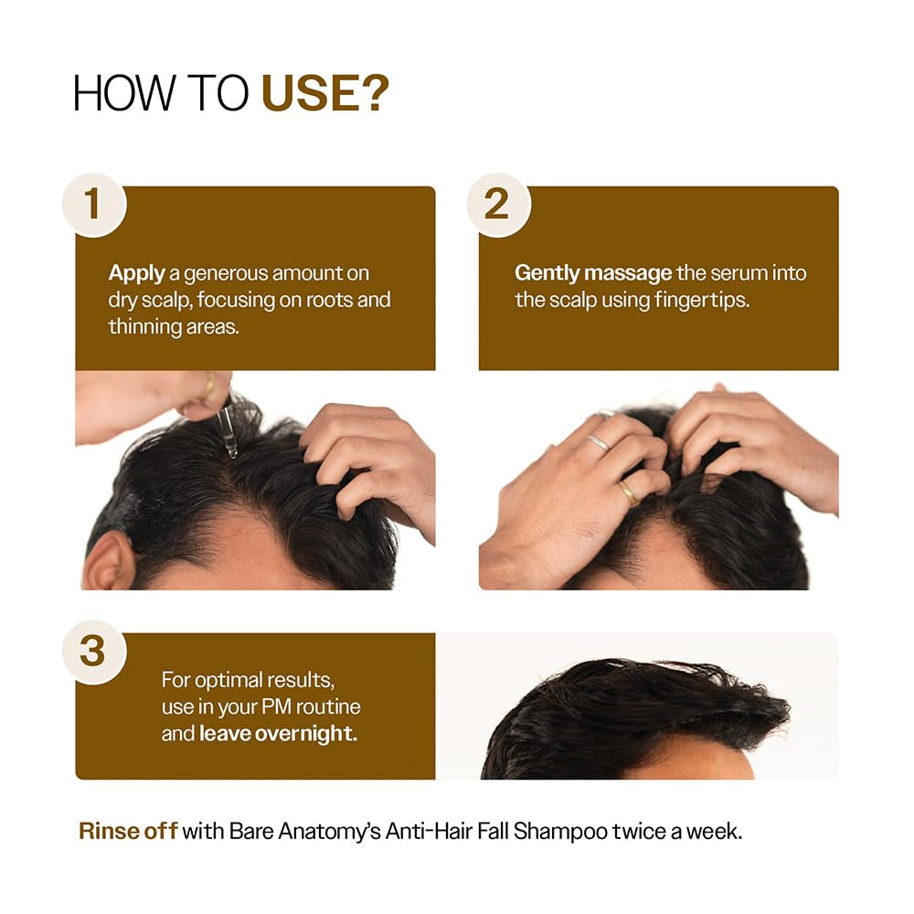 Bare Anatomy Advanced Hair Density Serum | 3% Redensyl, 4% Anagain, 3% Baicapil, 1% Capilia Longa, Rosemary, Biotin & Rice Extract | Reduces Hair Fall, Supports Hair Growth for Men & Women | 30 Ml