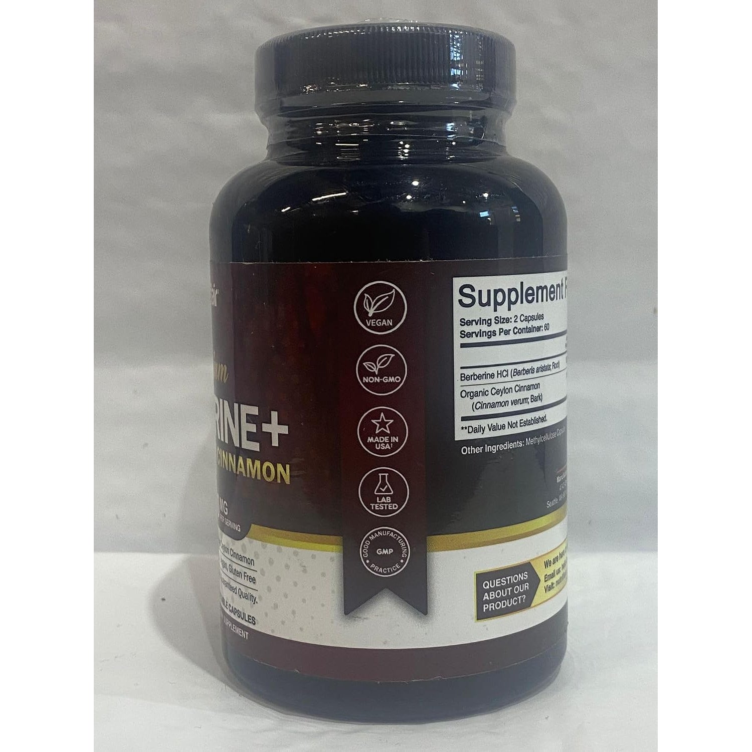 Nutriflair Berberine Hcl 1200Mg, 120 Capsules - plus Ceylon Cinnamon, Berberine HCI Root Supplements Pills - Made in USA