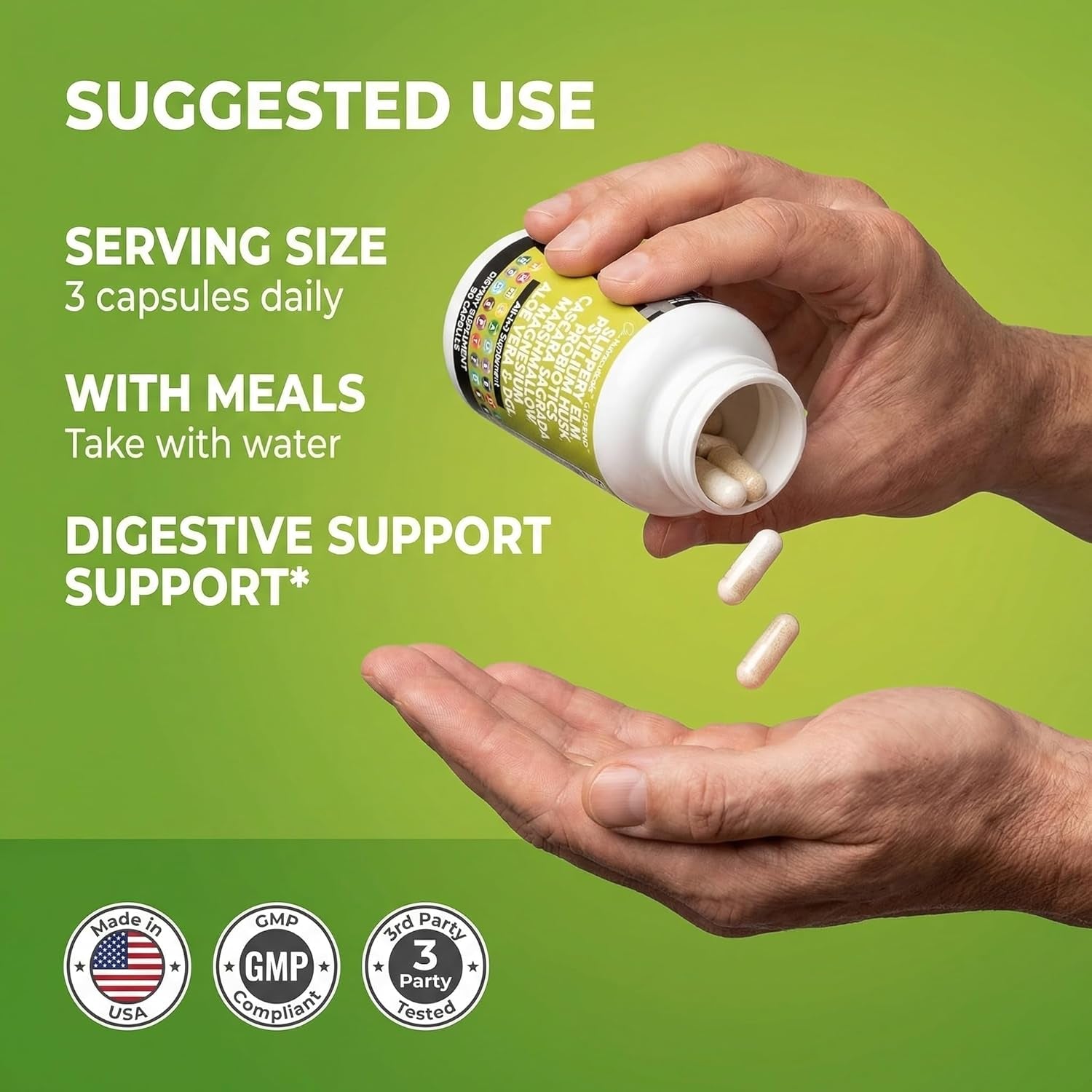 Clean Nutraceuticals Digestive Gut Health Complex – 60 Capsules | Slippery Elm, Psyllium Husk, Aloe Vera & Marshmallow Root | Pre & Probiotic Blend