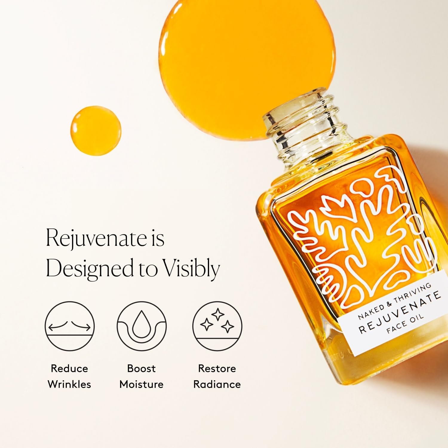 Naked & Thriving Rejuvenate Restorative Face Oil – 35ml | Anti-Wrinkle Hydration & Golden-Hour Glow