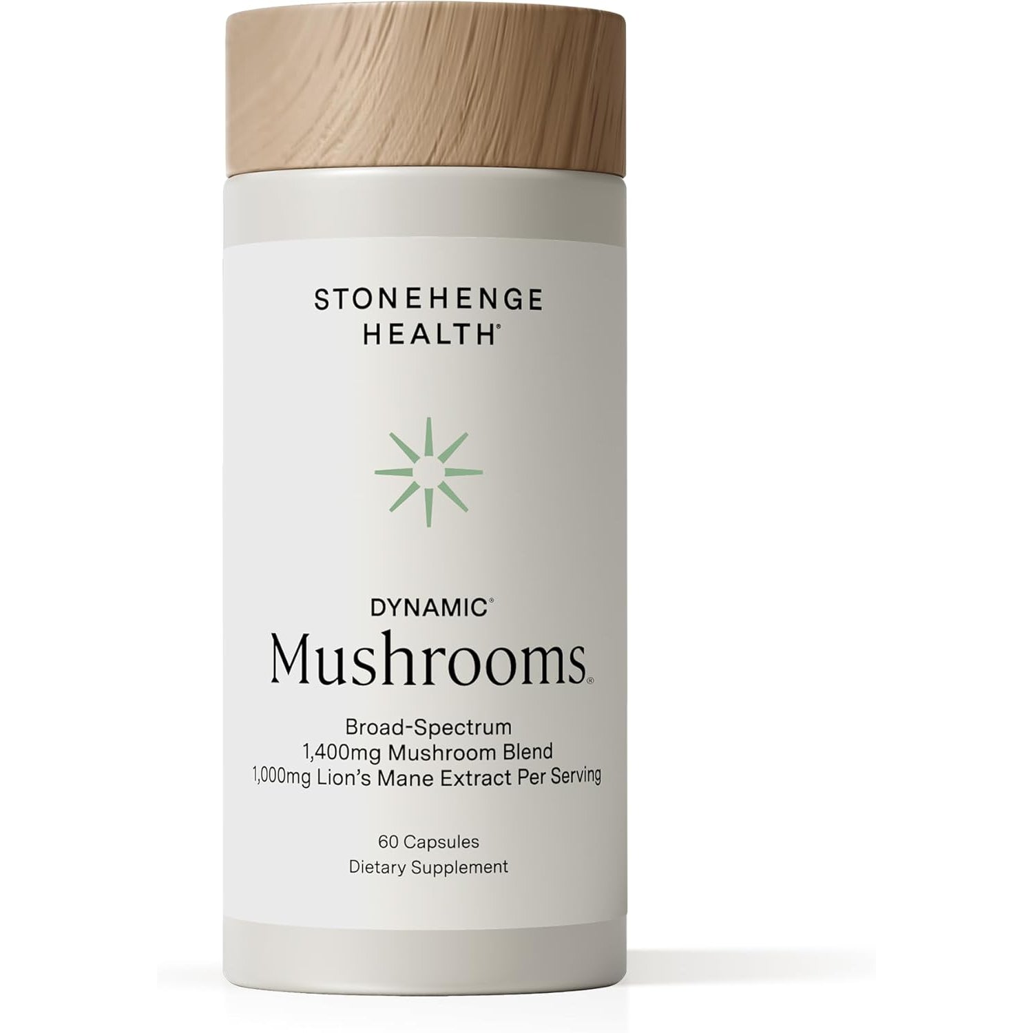 Stonehenge Health Dynamic Mushrooms 1,400 Mg per Serving, 5 Mushroom Complex (Lion’S Mane, Reishi, Chaga, Maitake, Shiitake) 100% Fruiting Bodies, No Mycelium – Brain, Memory & Immune Support 60 Caps