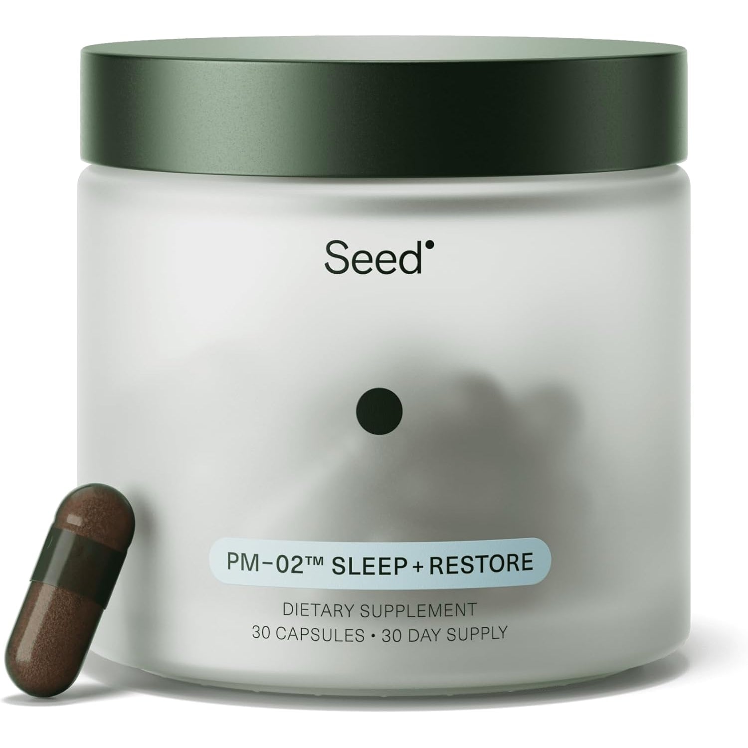 Seed PM-02 Sleep + Restore - Sleep Aid for Women & Men - Non-Habit Forming Bioidentical Melatonin & Ashwagandha - Vegan & Shelf-Stable - 30 Capsules (30-Day Supply)