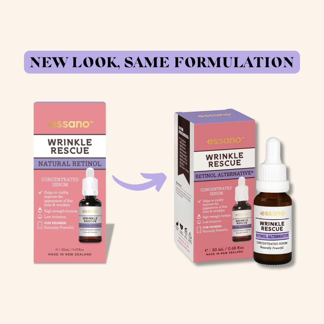 Essano Wrinkle Rescue Natural Retinol Concentrated Serum – 20ml | 1% Bakuchiol for Fine Lines & Sensitive Skin