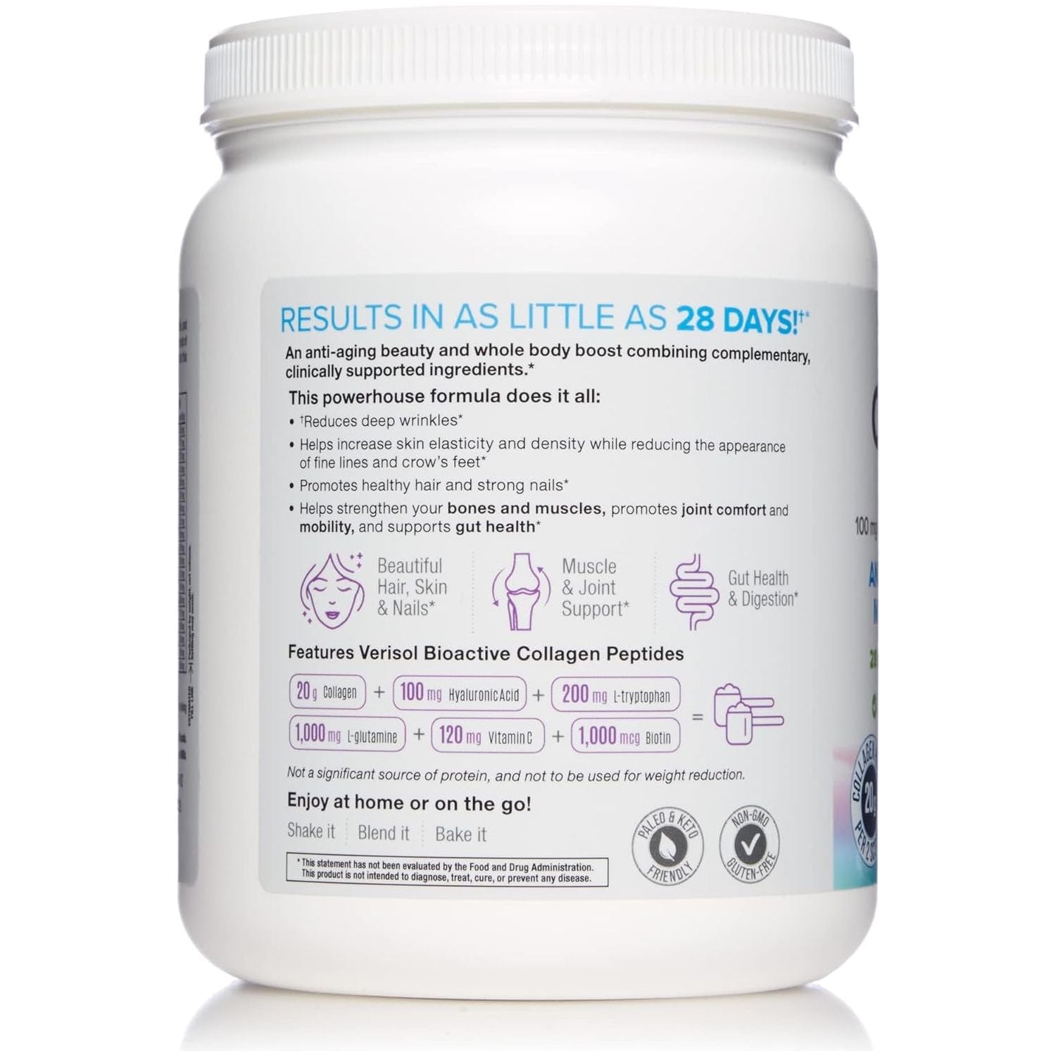 Natural Factors Total Body Collagen Powder (Unflavored) – 500g | Bioactive Collagen for Skin, Joints, Hair & Gut Health