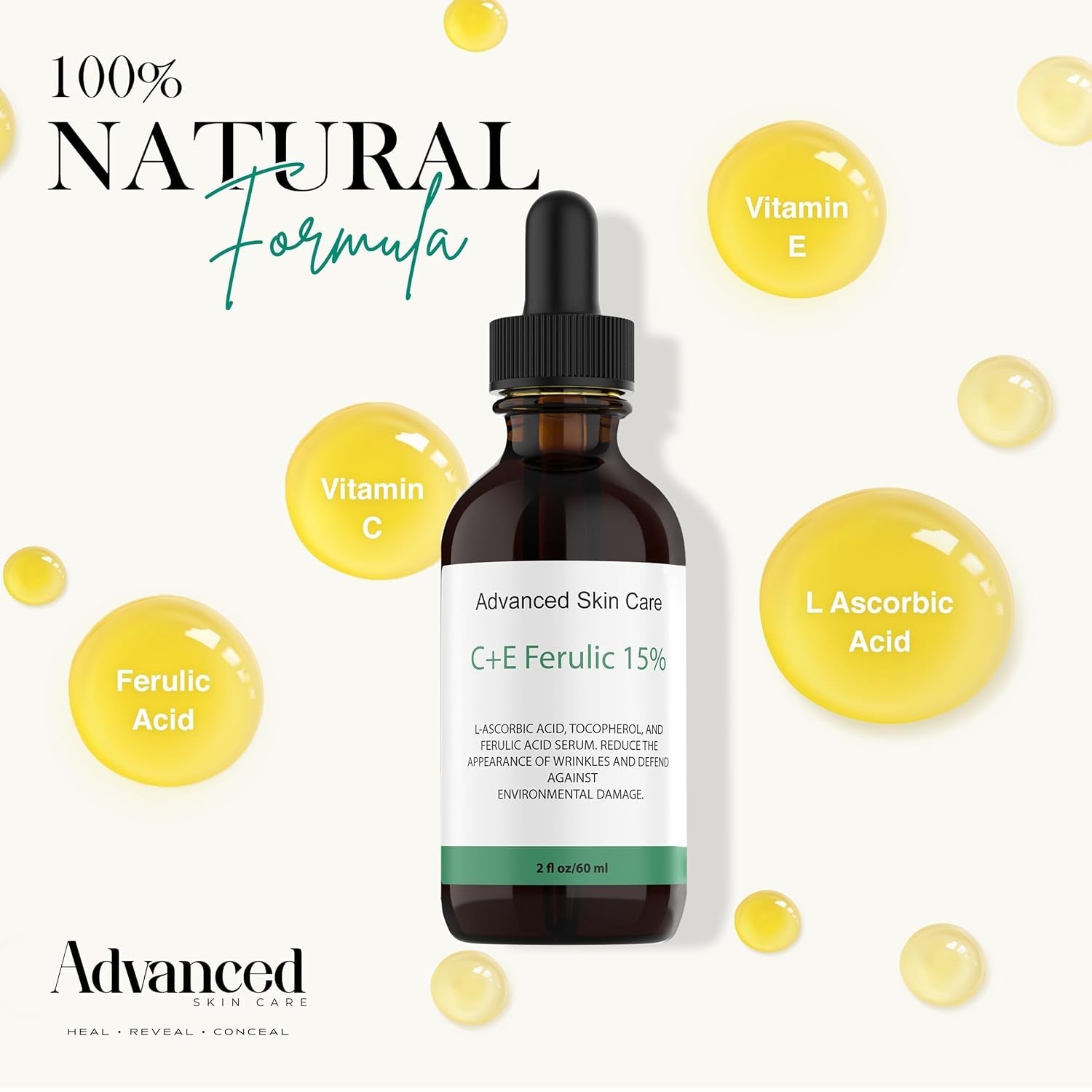 Advanced Skin Care C+ E Ferulic 15% Serum – 60ml | Brightens, Firms & Fights Signs of Aging