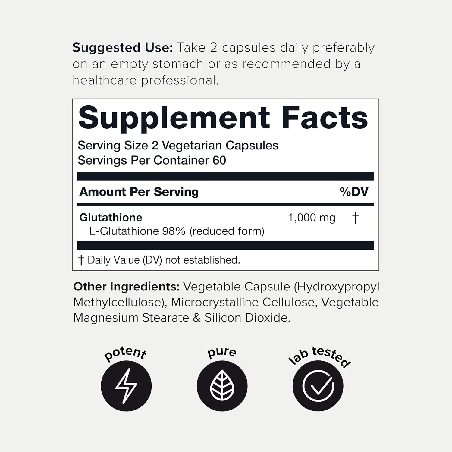 Toniiq NSF Certified Ultra High Strength Glutathione Capsules - 1000Mg Concentrated Formula - 98%+ Purified and Bioavailable - Non-Gmo Fermentation - 120 Capsules Reduced Glutathione Supplement