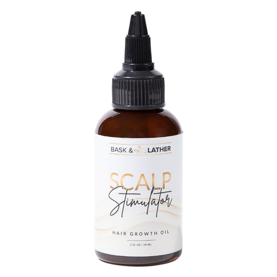 Bask & Lather Scalp Stimulator Hair Growth Oil – Cold-Pressed Mint & Rosemary with Grapeseed | Natural Leave-In | 60ml