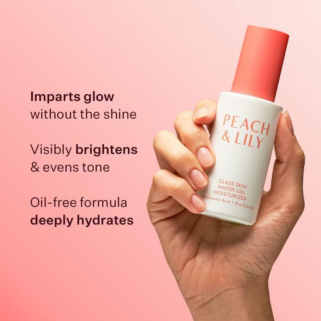 Peach & Lily - Glass Skin Water-Gel Moisturizer (1.69 Ounces) - Hyaluronic Acid - Face Moisturizer - Lightweight & Oil Free - Chamomile, Kiwi, & Peach - Self Care - Vegan, Cruelty Free - Korean Beauty