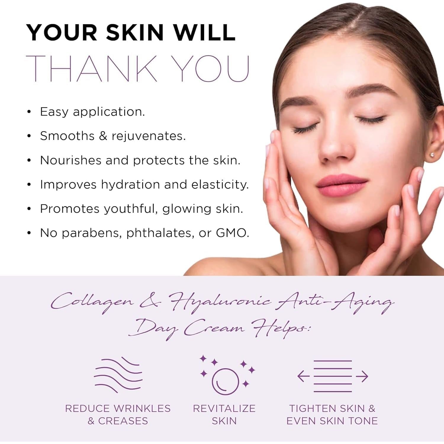 Azure Cosmetics Collagen & Hyaluronic Anti-Aging Day Cream – 50ml | Firming & Radiance-Boosting Hydration