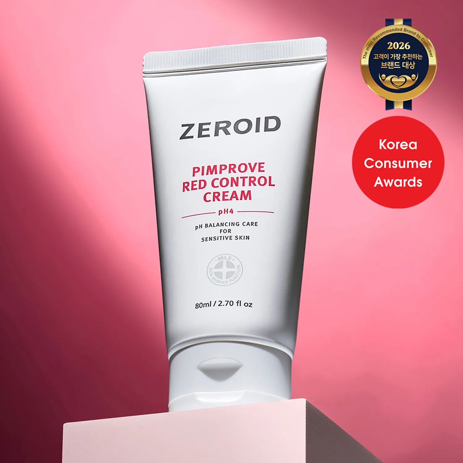 ZEROID Pimprove Red Control Cream – 80ml | Alivio de Enrojecimiento y Reparación de la Barrera Cutánea con pH4 | Restomide™ y MLE™ | Dermocosmético Coreano para Piel Sensible