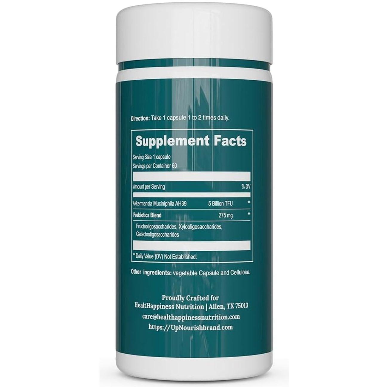 UpNourish Akkermansia Muciniphila – 60 Capsules | Advanced Gut Health & Metabolism Support