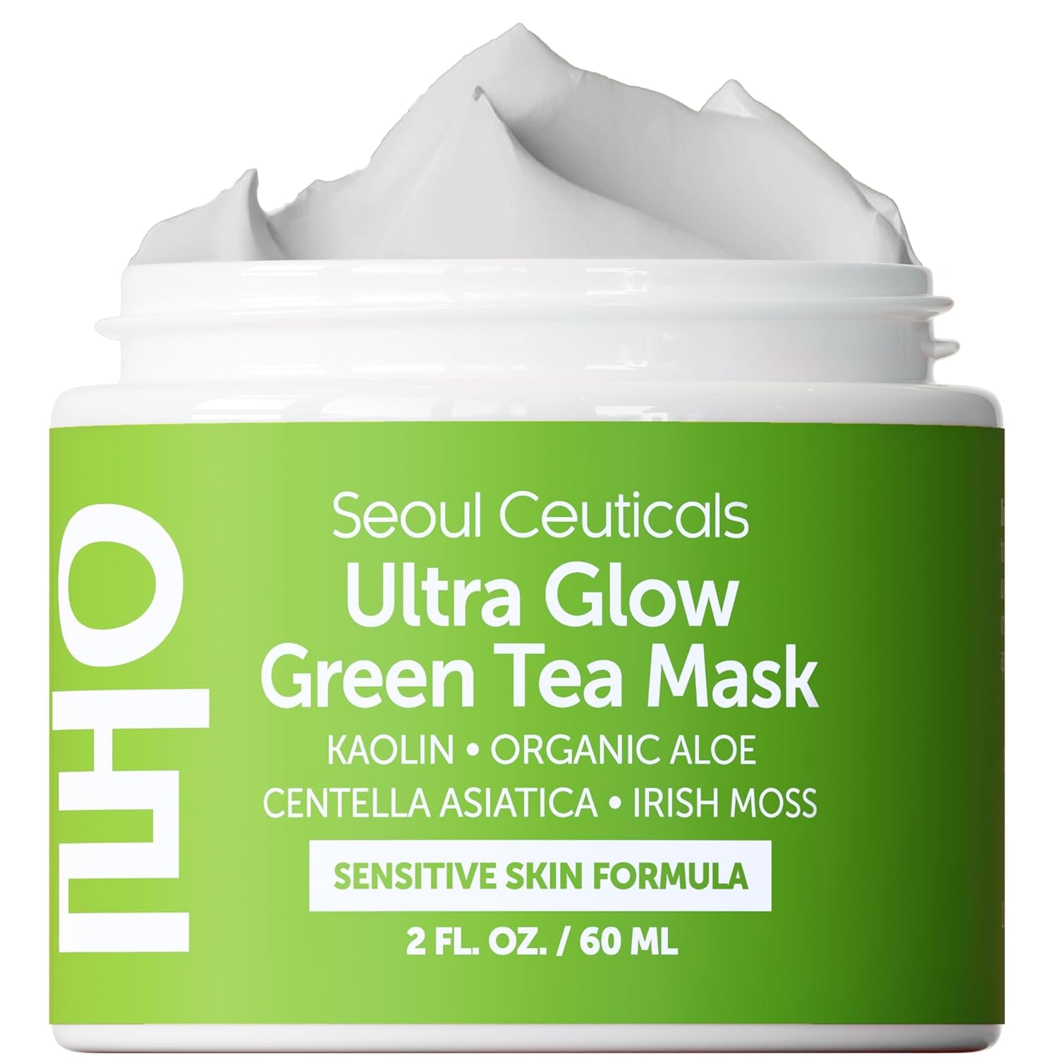 SeoulCeuticals Korean Green Tea & Centella Asiatica Face Mask – Aloe Vera Hydrating Wash-Off Mask for Sensitive Skin | 60ml | K-Beauty