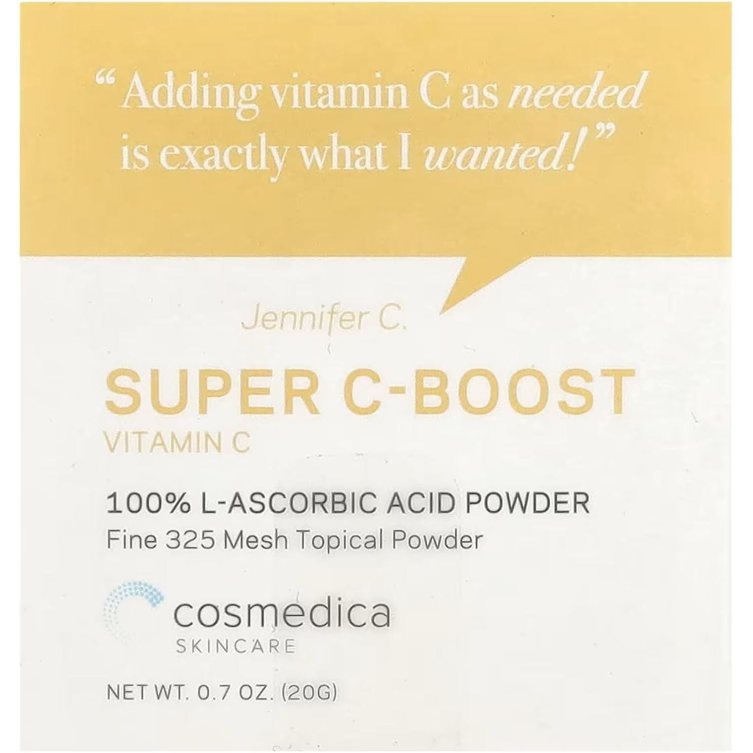 Cosmedica Skincare Super C-Boost 100% L-Ascorbic Acid Powder – 20g | Pure Vitamin C to Brighten, Firm & Protect