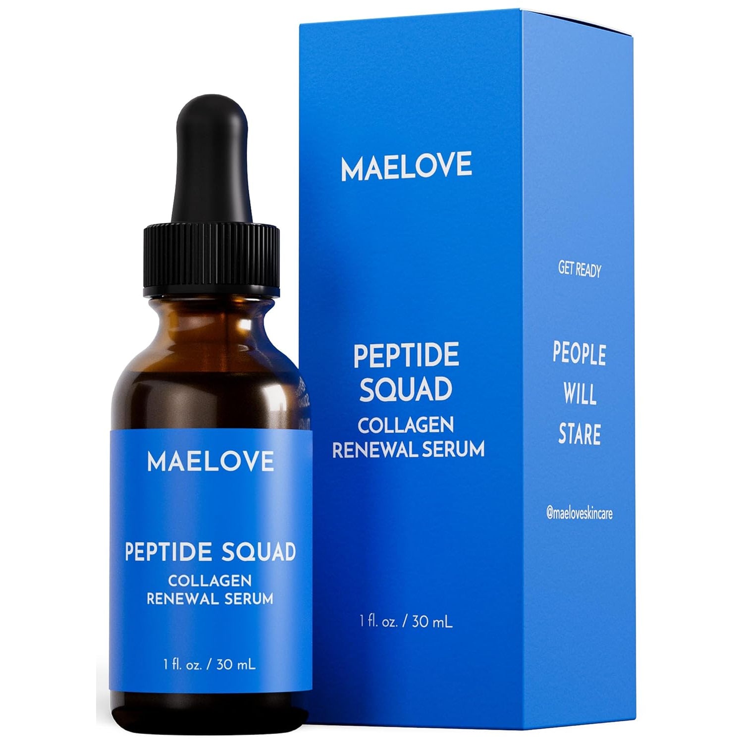 MAELOVE Peptide Squad Collagen Renewal Serum with Copper Peptides, Argireline, Matrixyl 3000 + Hyaluronic Acid and Niacinamide for Wrinkles, Fine Lines, and Skin Elasticity