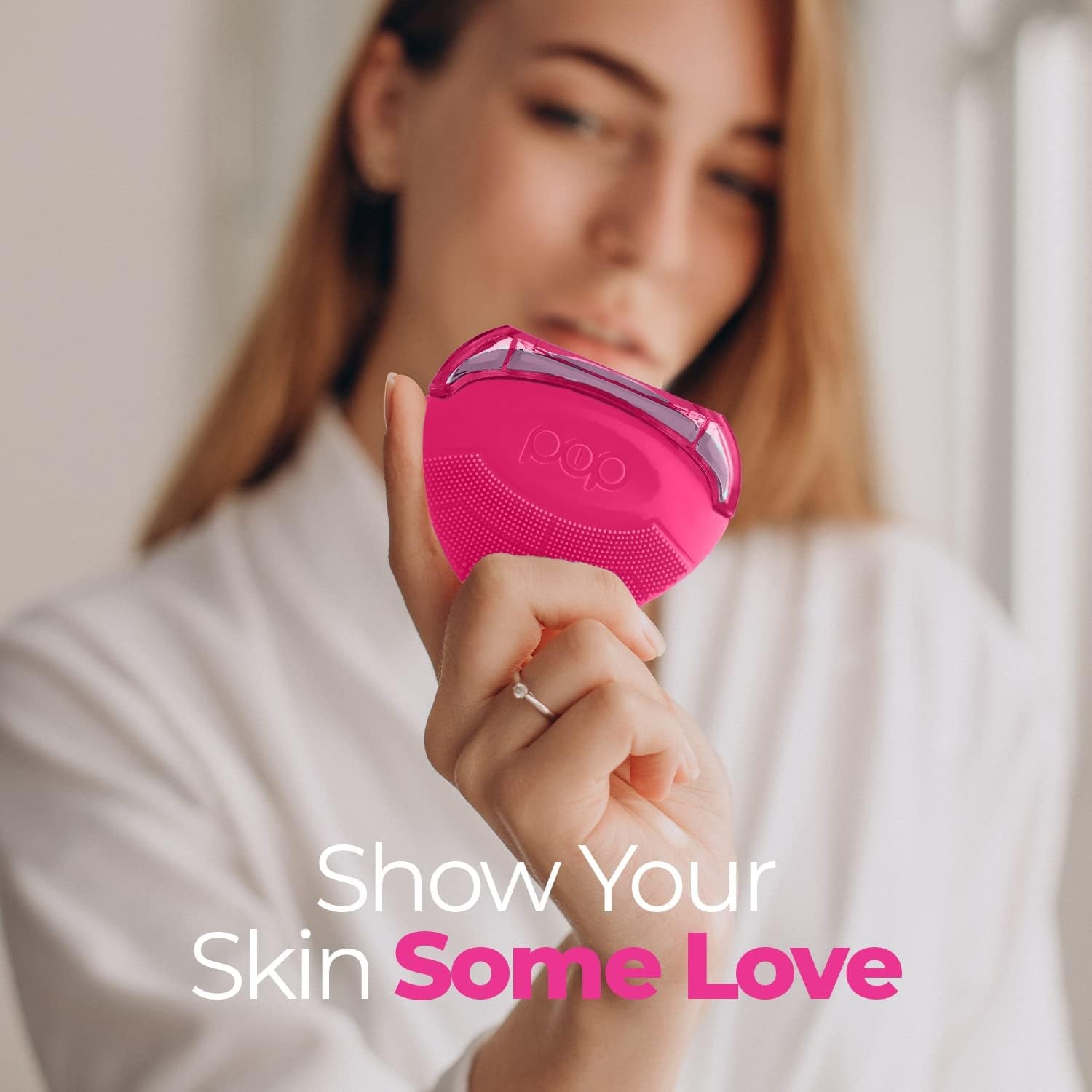 Pop Sonic Strawberry 3-in-1 Skin Exfoliating Cleanser – Pink | Cleanse, Massage & Exfoliate with 12,000 Vibrations/Min