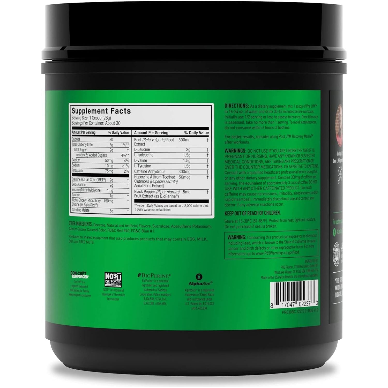 JYM Supplement Science PreJYM High-Performance Pre-Workout – 780g | Black Cherry | Strength, Focus & Endurance Formula