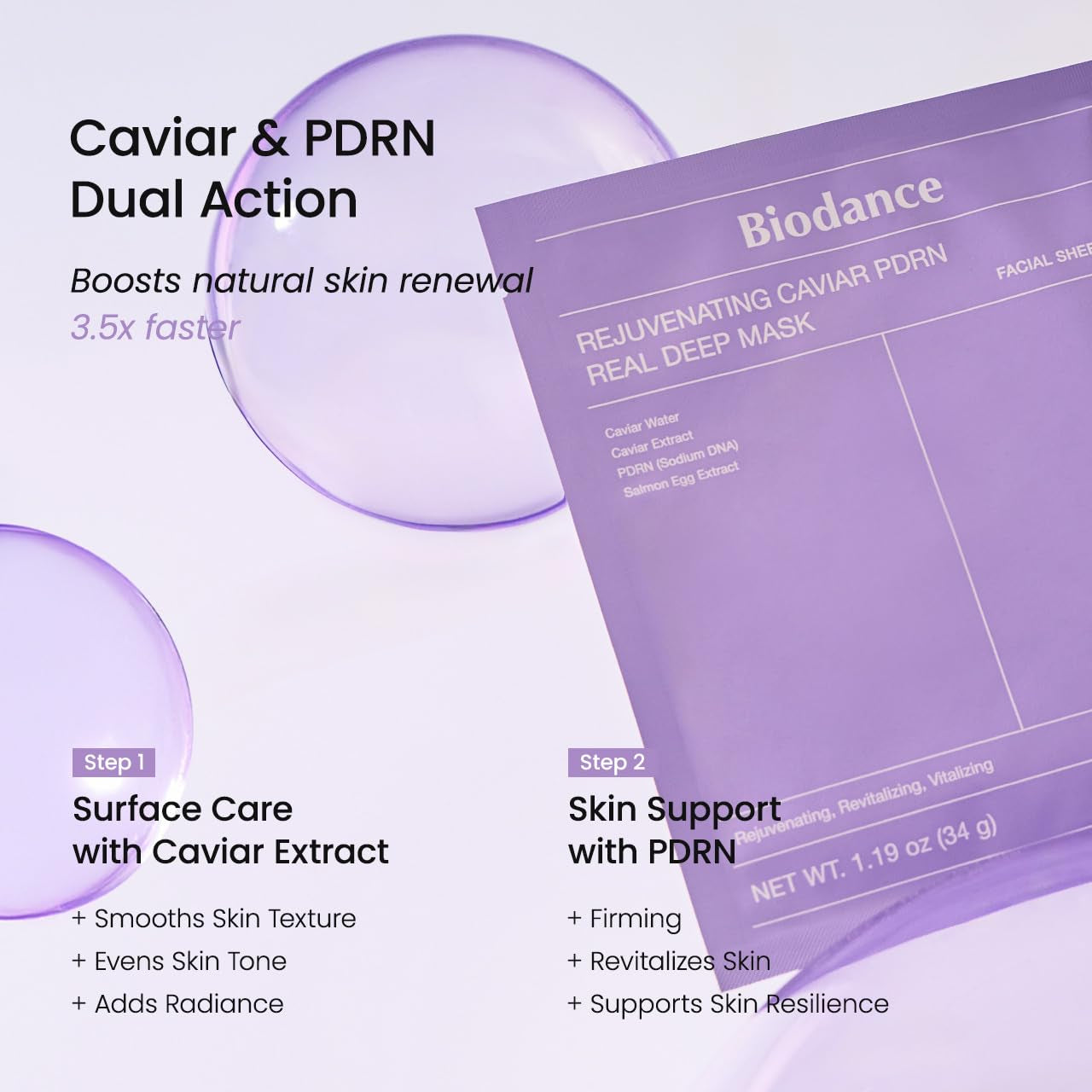 BIODANCE Caviar PDRN & Bio-Collagen Real Deep Overnight Gel Mask Duo | Glass Skin Set | Plumping Hydration & Firming | Korean Skincare Gift Set