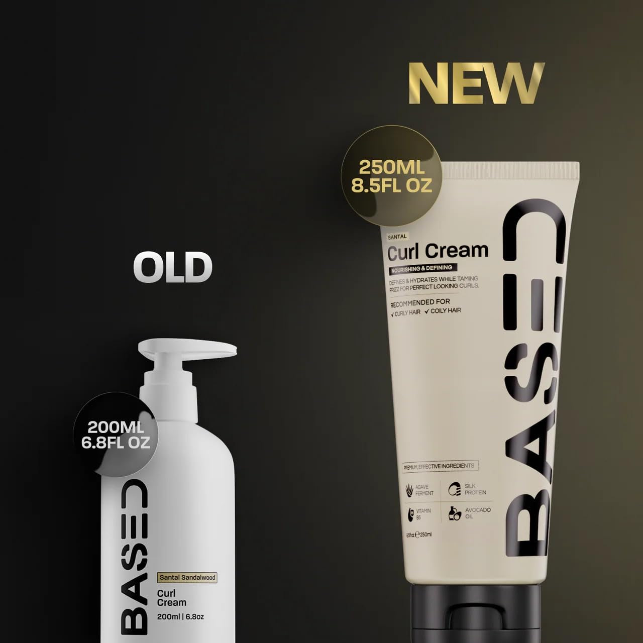 BASED Curl Defining Cream for Men – 241g | Agave, Silk Protein & Castor Oil | Medium Hold | Hydrating & Nourishing | No Harsh Chemicals