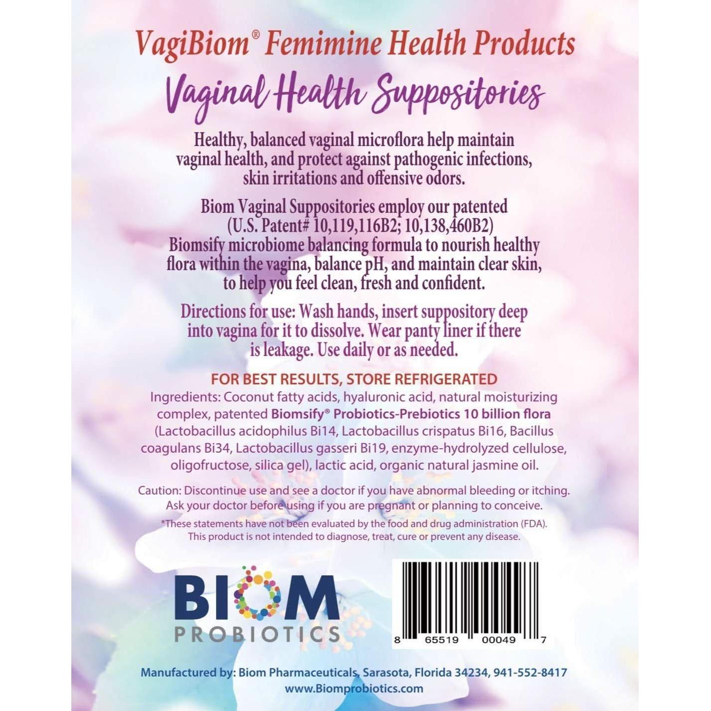 VagiBiom Vaginal Health Suppositories – 15 Suppositories | pH Balance & Vaginal Wellness