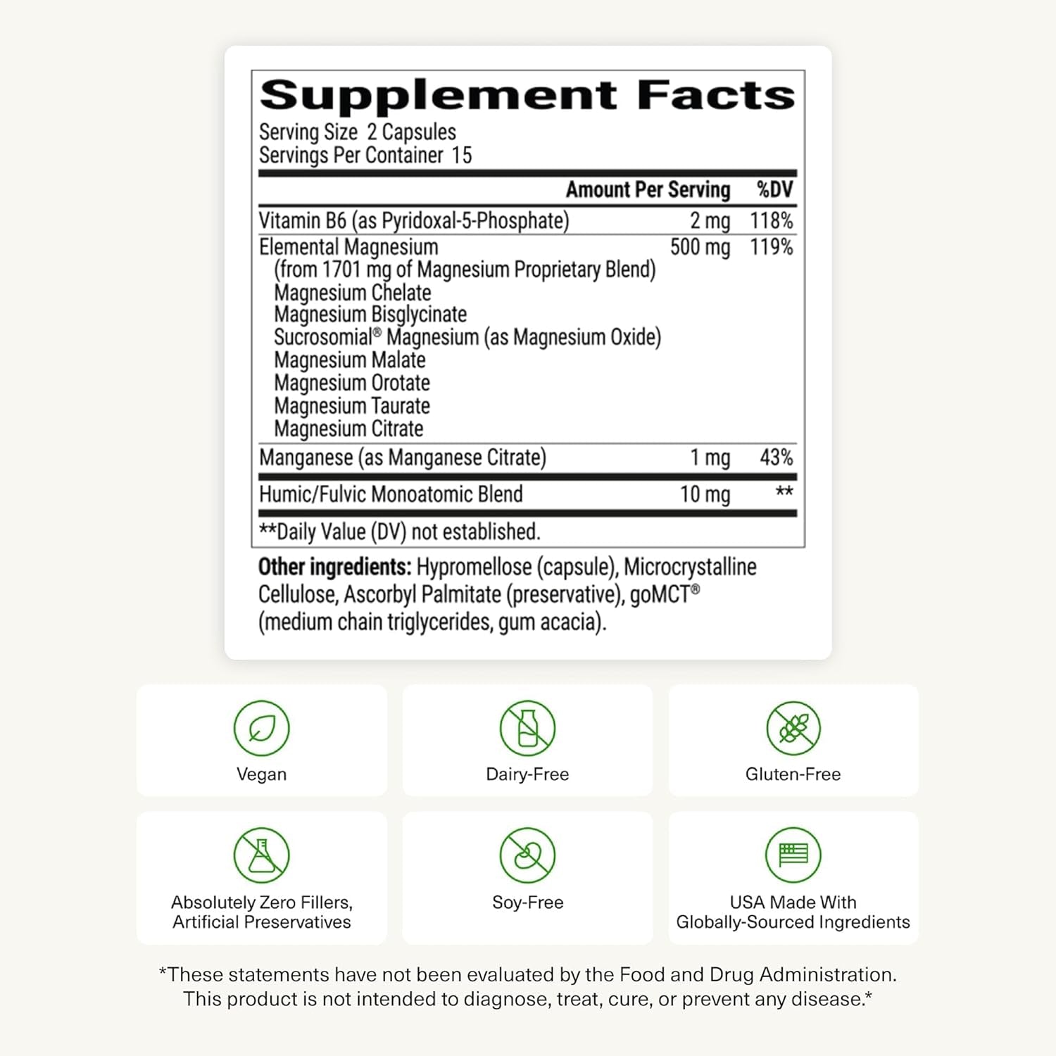 Bioptimizers Magnesium Breakthrough Supplement with 500Mg - 7 Forms of Magnesium: Glycinate, Malate, Citrate, and More - Natural Support for Sleep and Cognitive Function -30 Capsules- Calming Vitamins