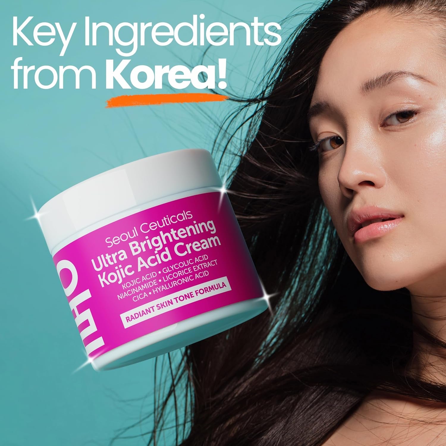 SeoulCeuticals Kojic Acid & Glycolic Acid Dark Spot Cream – Niacinamide, Cica & Hyaluronic Acid for Brightening & Even Skin Tone | 60ml | K-Beauty