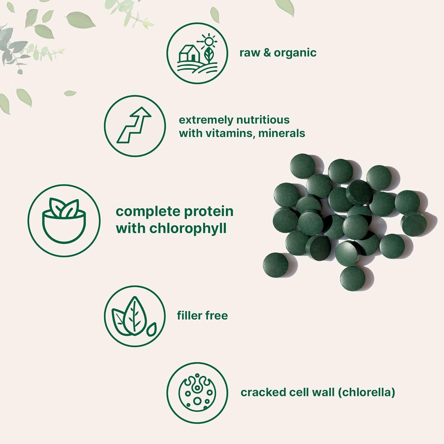Micro Ingredients Organic Spirulina Chlorella – 720 Tablets | Raw Superfood with Vegan Protein & Chlorophyll – 3000mg Per Serving