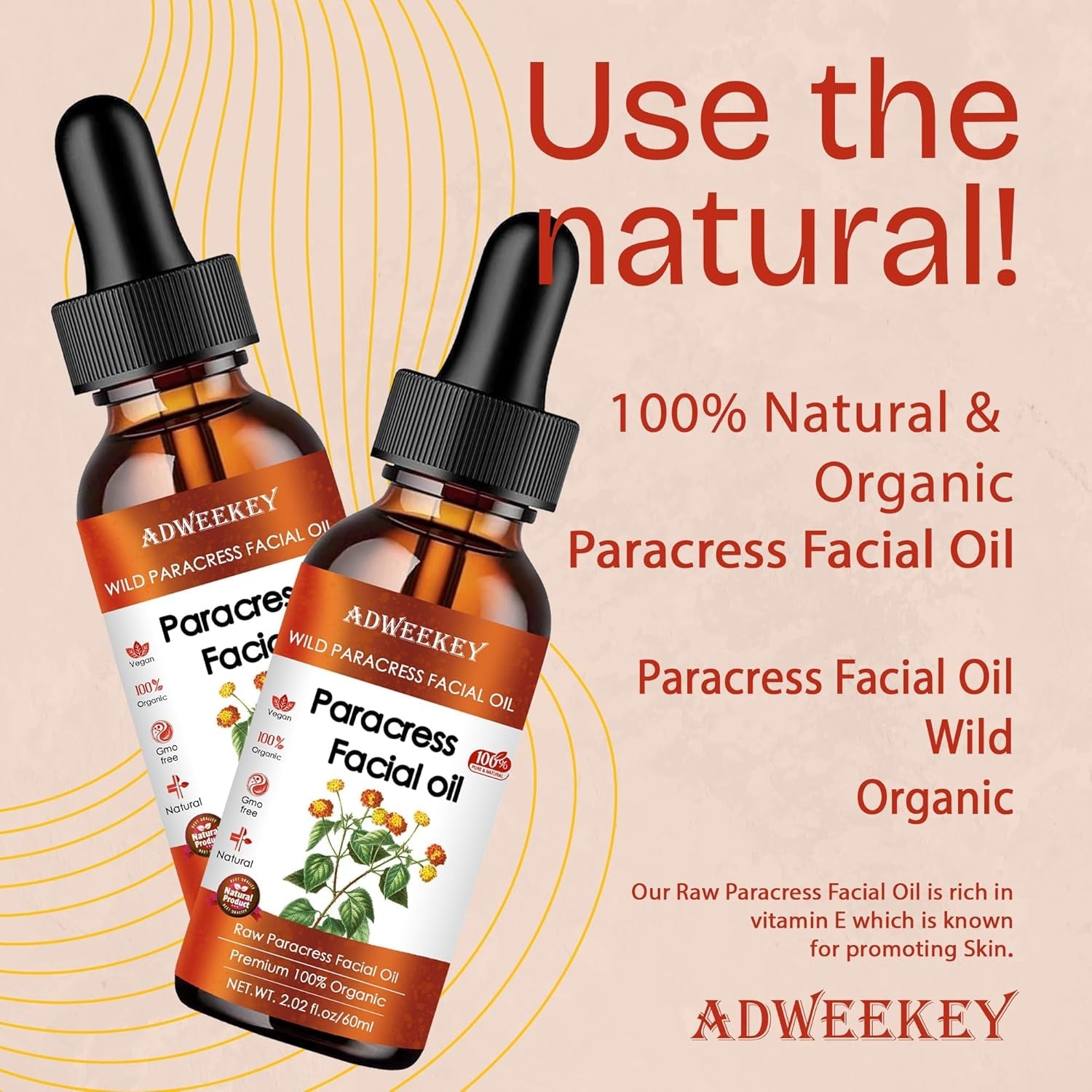 Adweekey Wild Paracress Facial Oil – 60ml | Organic Anti-Aging & Brightening Botanical Elixir