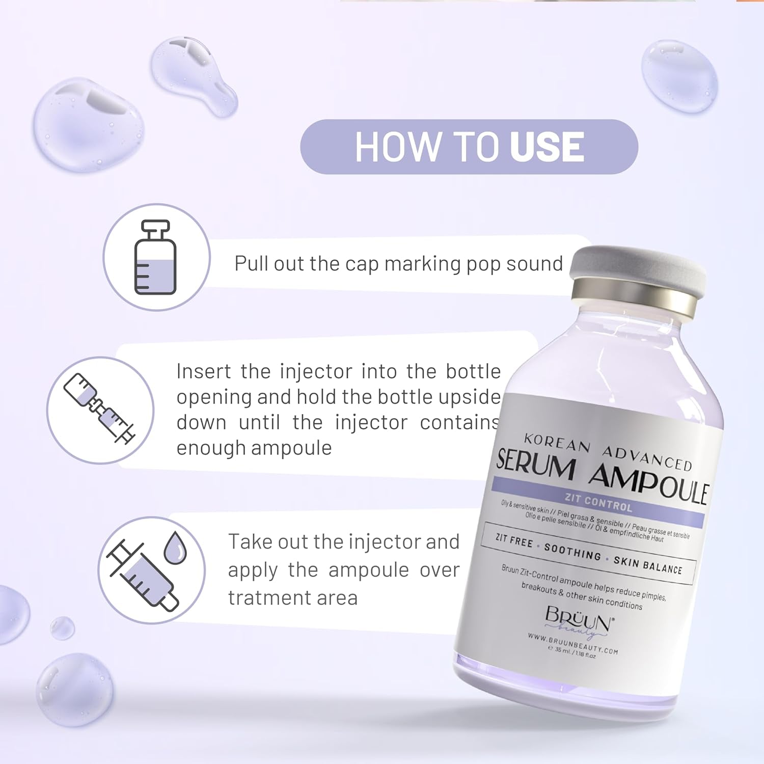 BRÜUN AC-Control Clear & Pure Vita Plus Ampoule – 35ml | Micro-Needling Korean Booster Serum for Face & Body | Use With or Without Derma Pen