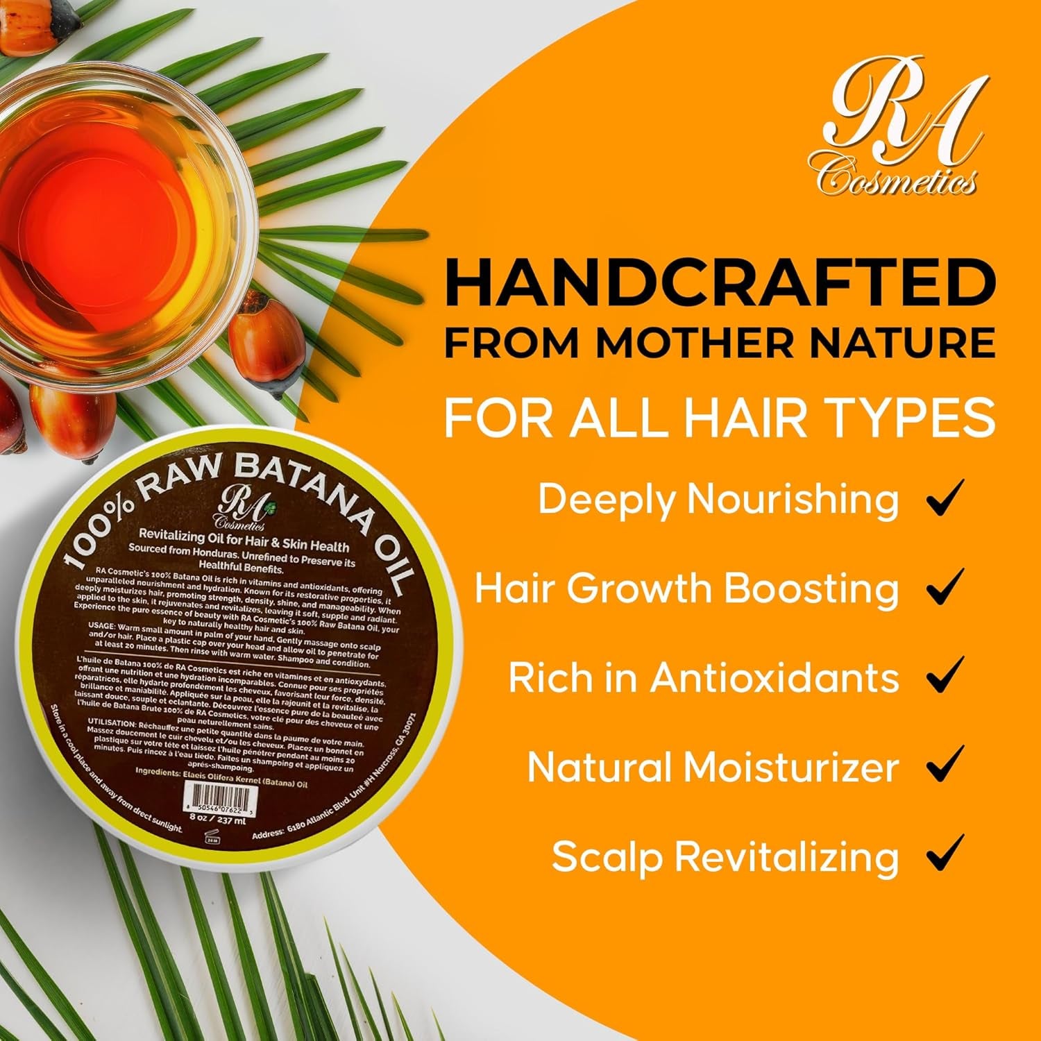 RA COSMETICS 100% Natural Unrefined Batana Hair Oil - 240ml