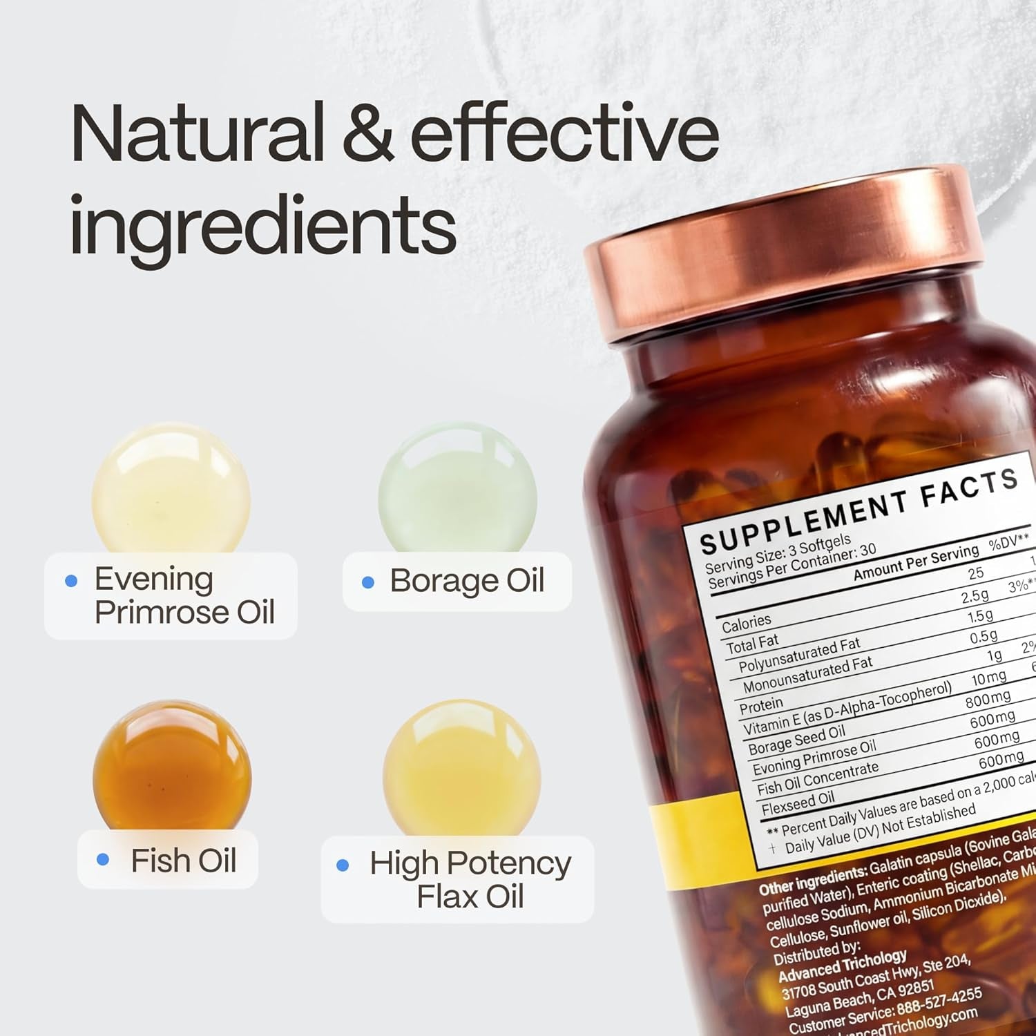 EFA Complete with Optimal Omega 3 6 9 Levels of Potency Flax Oil, Fish Oil, Borage Oil, and Evening Primrose Oil 800Mgs (90Count) 3Rd Party Tested - High in GLA and 369 Omegas