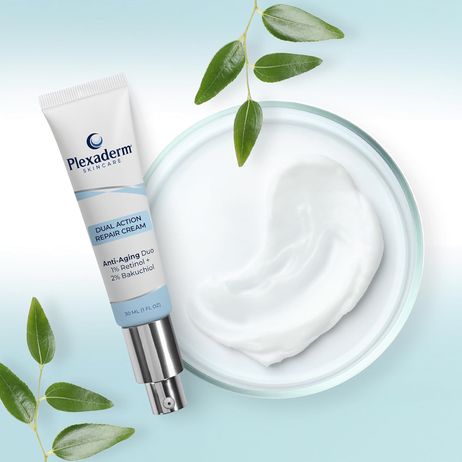 Plexaderm Dual Action Repair 1% Retinol Neck Cream. anti Aging Cream with Retinol, Bakuchiol, and Hyaluronic Acid to Fight Wrinkles, Neck Lines and Crepey Skin, 1 Fl. Oz.
