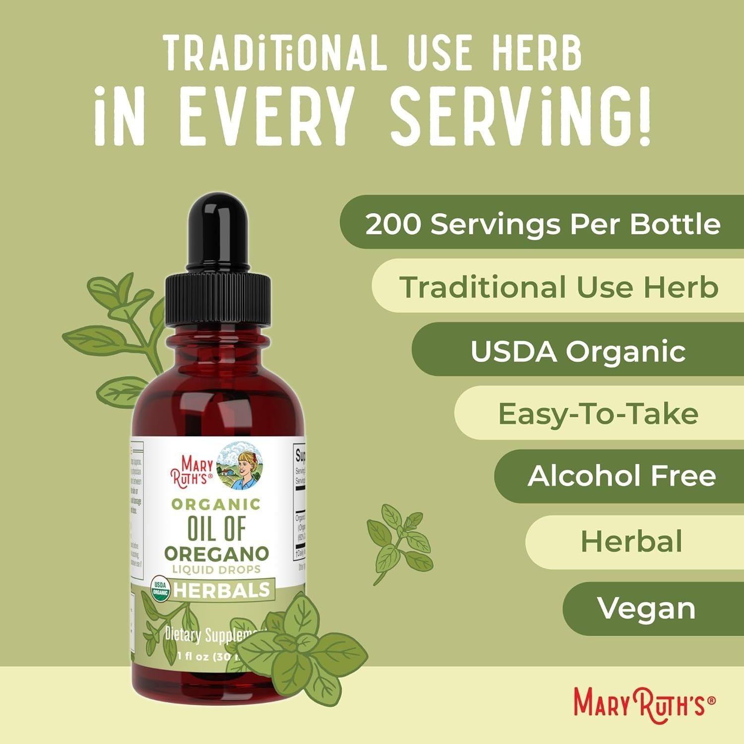 MaryRuth Organics Oil of Oregano Liquid Drops – 30ml | Immune & Gut Health Support