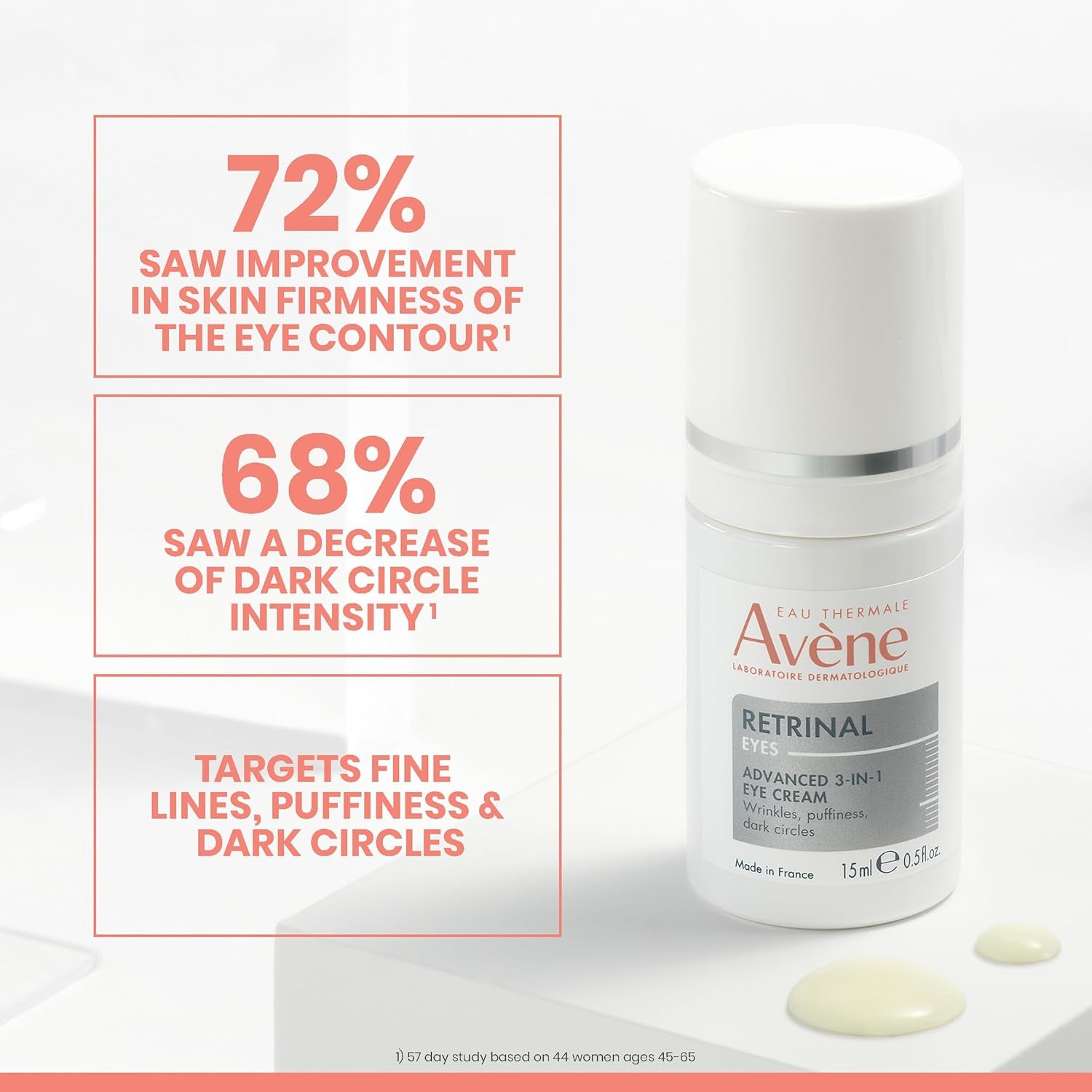 Avène Retrinal EYES Advanced 3-In-1 Eye Cream, Eye Cream for Dark Circles, Retinaldehyde & Hyaluronic Acid, under Eye Cream Smooth Wrinkles, Minimizes under Eye Puffiness & Dark Circles, Anti-Aging