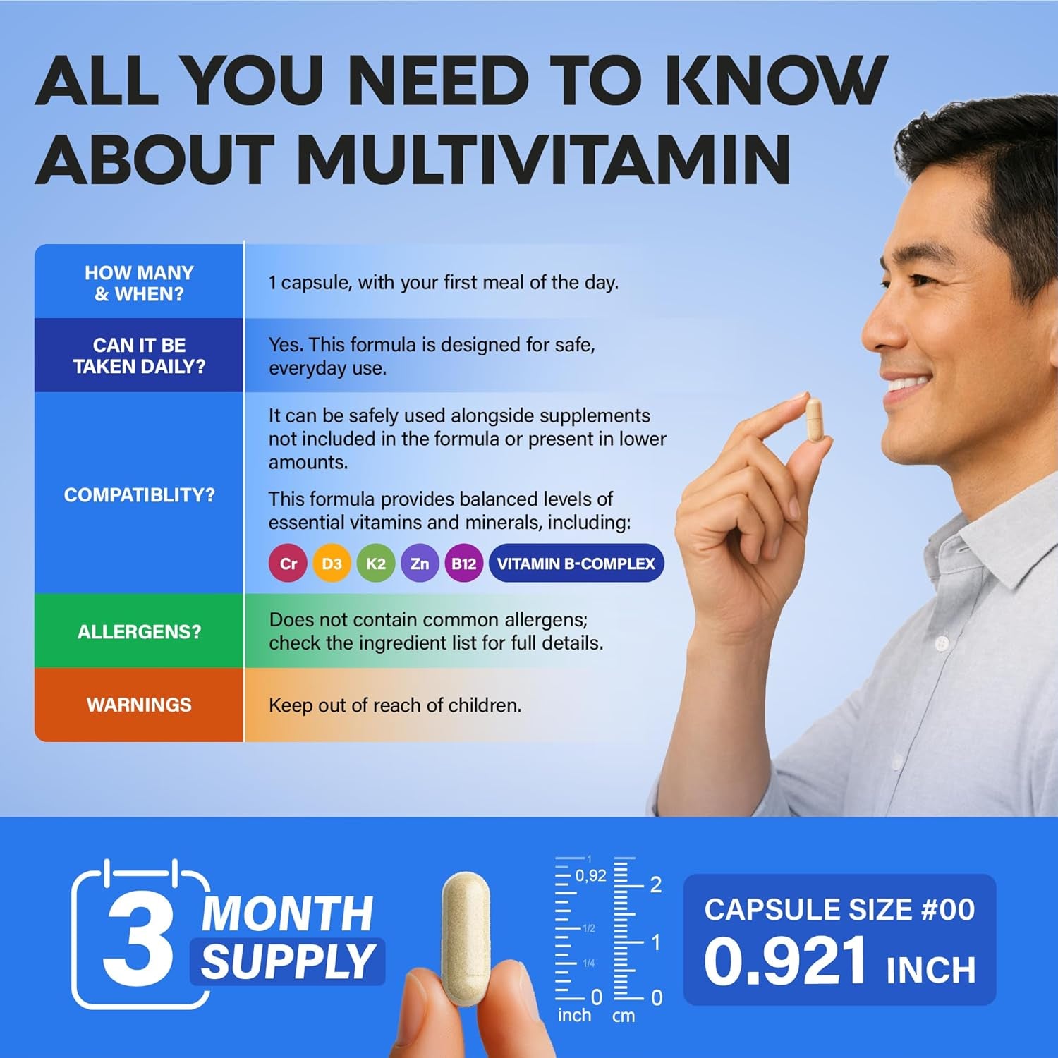NUTRAHARMONY Men's Daily Multivitamin — 90 Capsules | B-Complex, Energy & Immune Support | Bioavailable Formula | Vegan