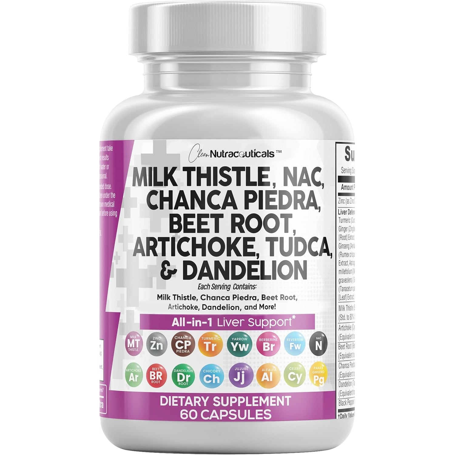 Clean Nutraceuticals Liver Cleanse & Detox Complex – 60 Capsules | Milk Thistle, NAC, TUDCA, Choline & Artichoke | Liver Support & Repair Blend
