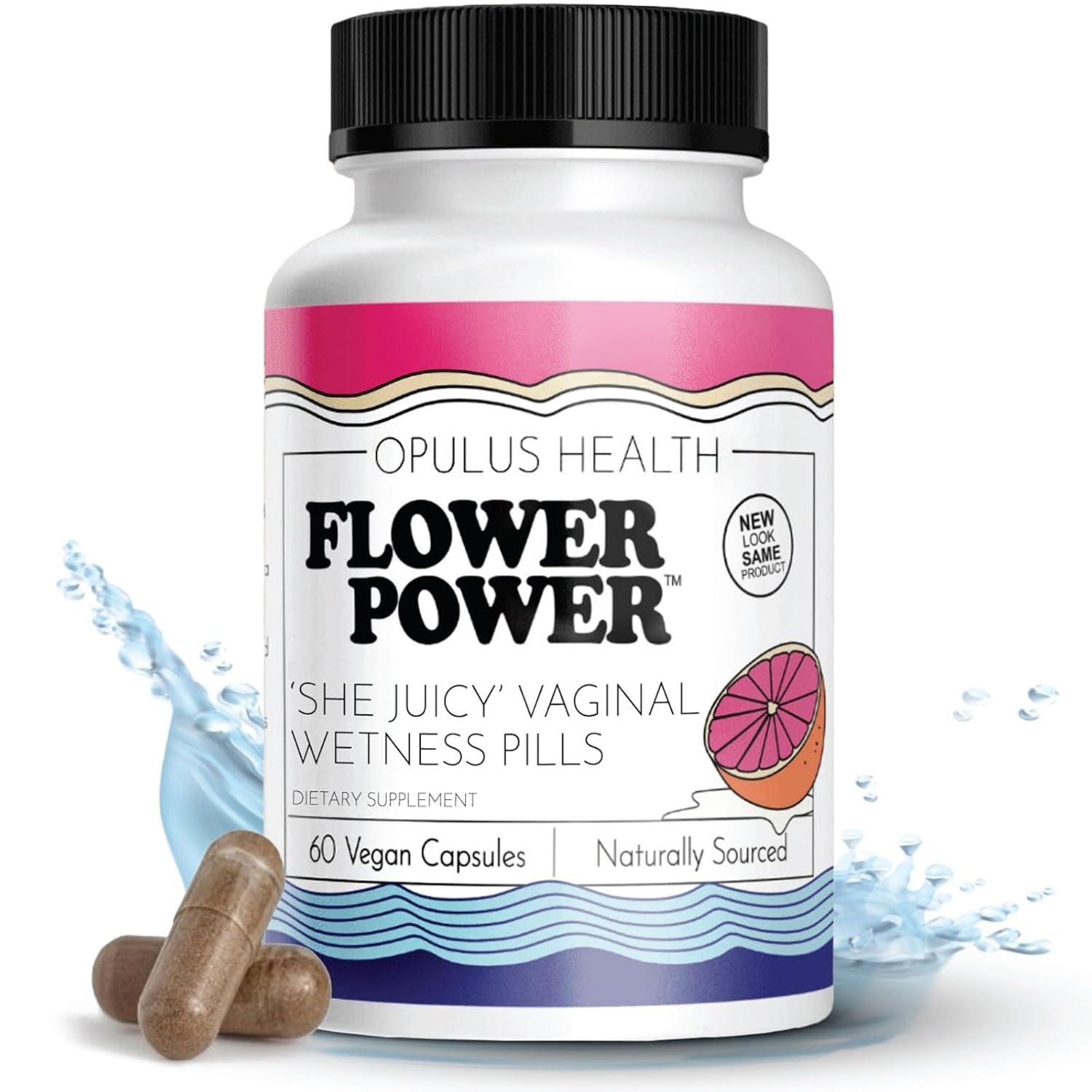 Flower Power Vaginal Moisture Capsules – Slippery Elm Bark for Vaginal Dryness & Menopause Support | Made in USA | 60 Capsules