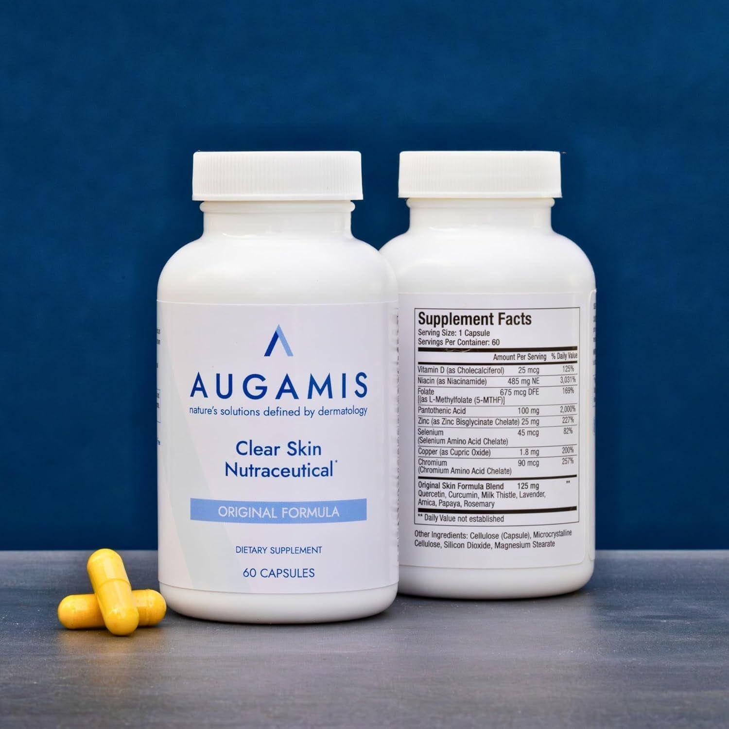 Augamis Clear Skin Nutraceutical Original Formula – 60 Capsules | DIM-Free Hormonal & Nodular Acne Support
