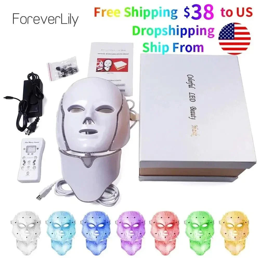 Foreverlily 7 Colors LED Facial Mask – Advanced LED Light Therapy for Radiant & Youthful Skin - Glam Global UKForeverlily