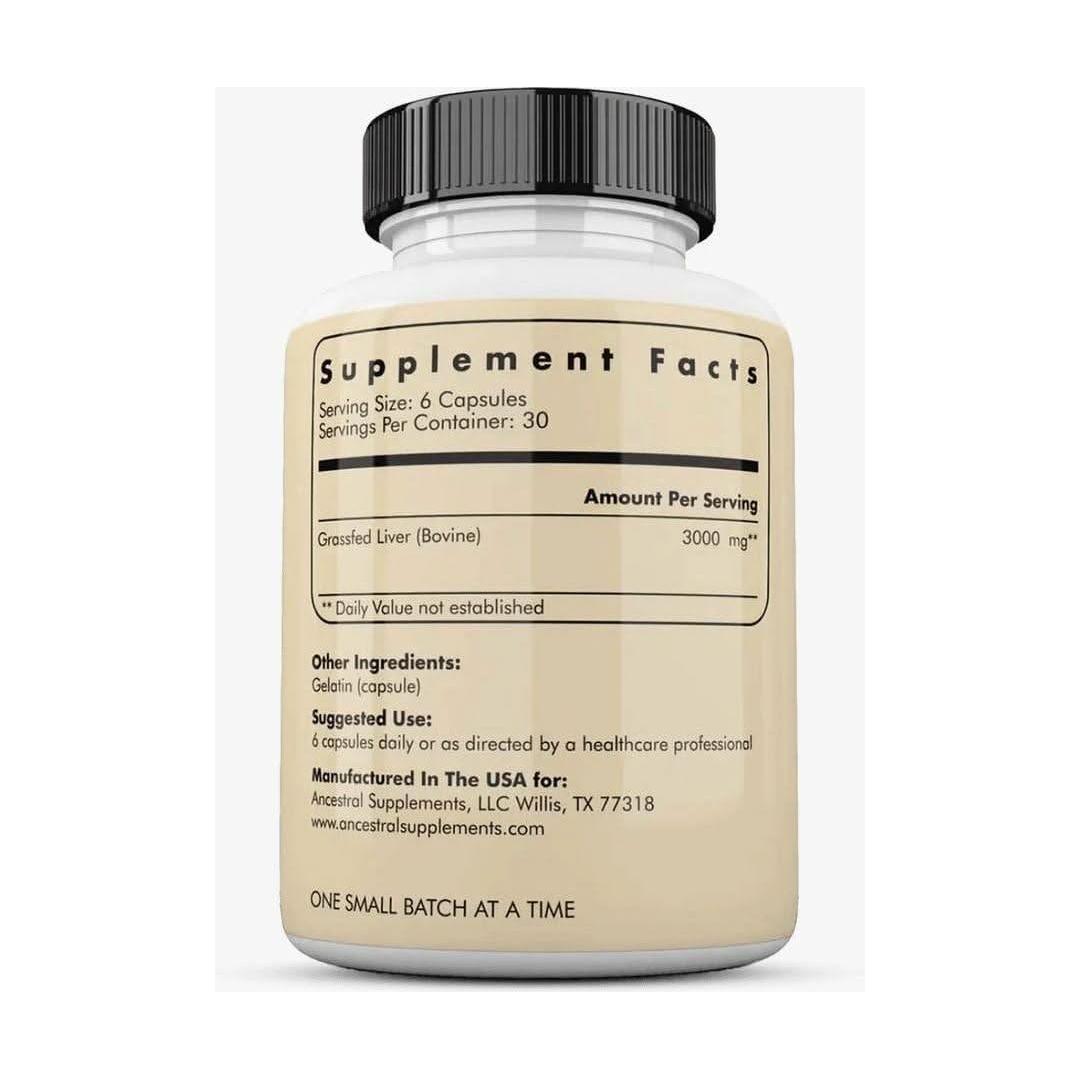 Ancestral Supplements Grass Fed Beef Liver - 180 Capsules - Glam Global UKAncestral Supplements