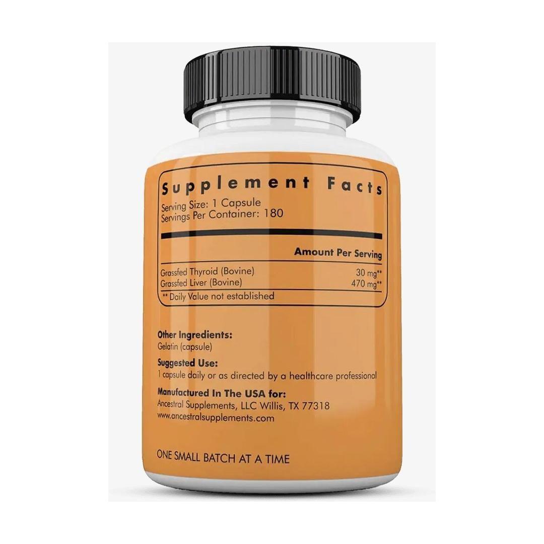 Ancestral Supplements Grass Fed Beef Thyroid - 180 Count - Glam Global UKAncestral Supplements