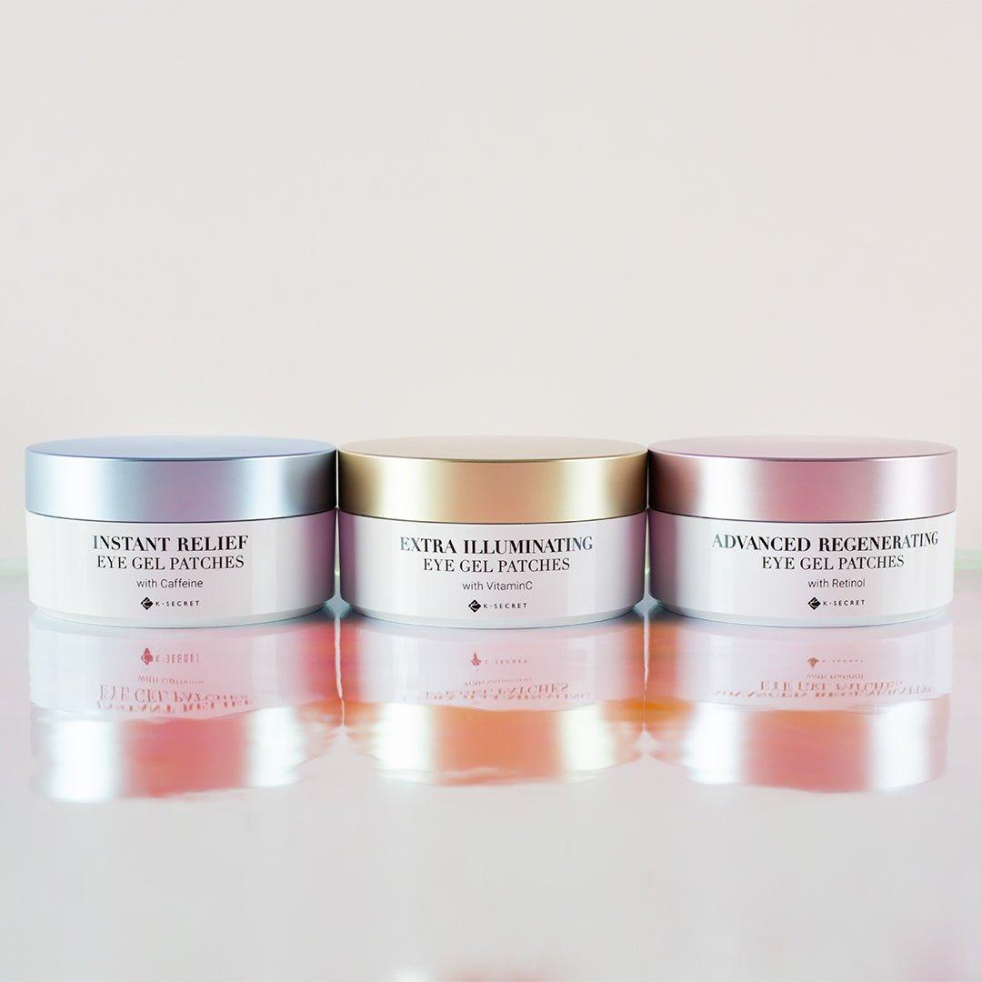 K - SECRET Eye Gel Patches Set (3 Pack) - Retinol, Vitamin C & Caffeine - Glam Global UKK - SECRET