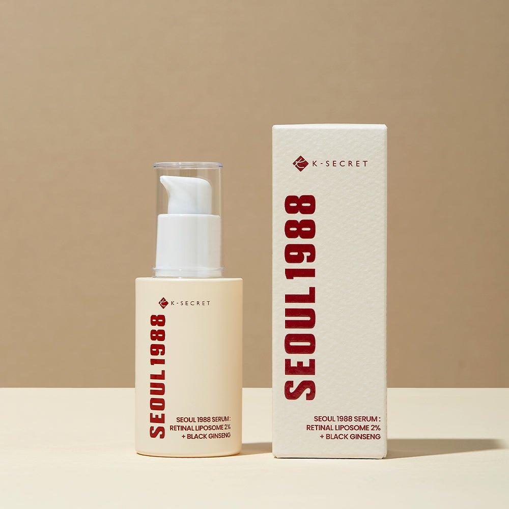 K - SECRET SEOUL 1988 Serum: Retinal Liposome 2% + Black Ginseng - 30ml | Anti - Aging & Elasticity Boost - Glam Global UKK - SECRET