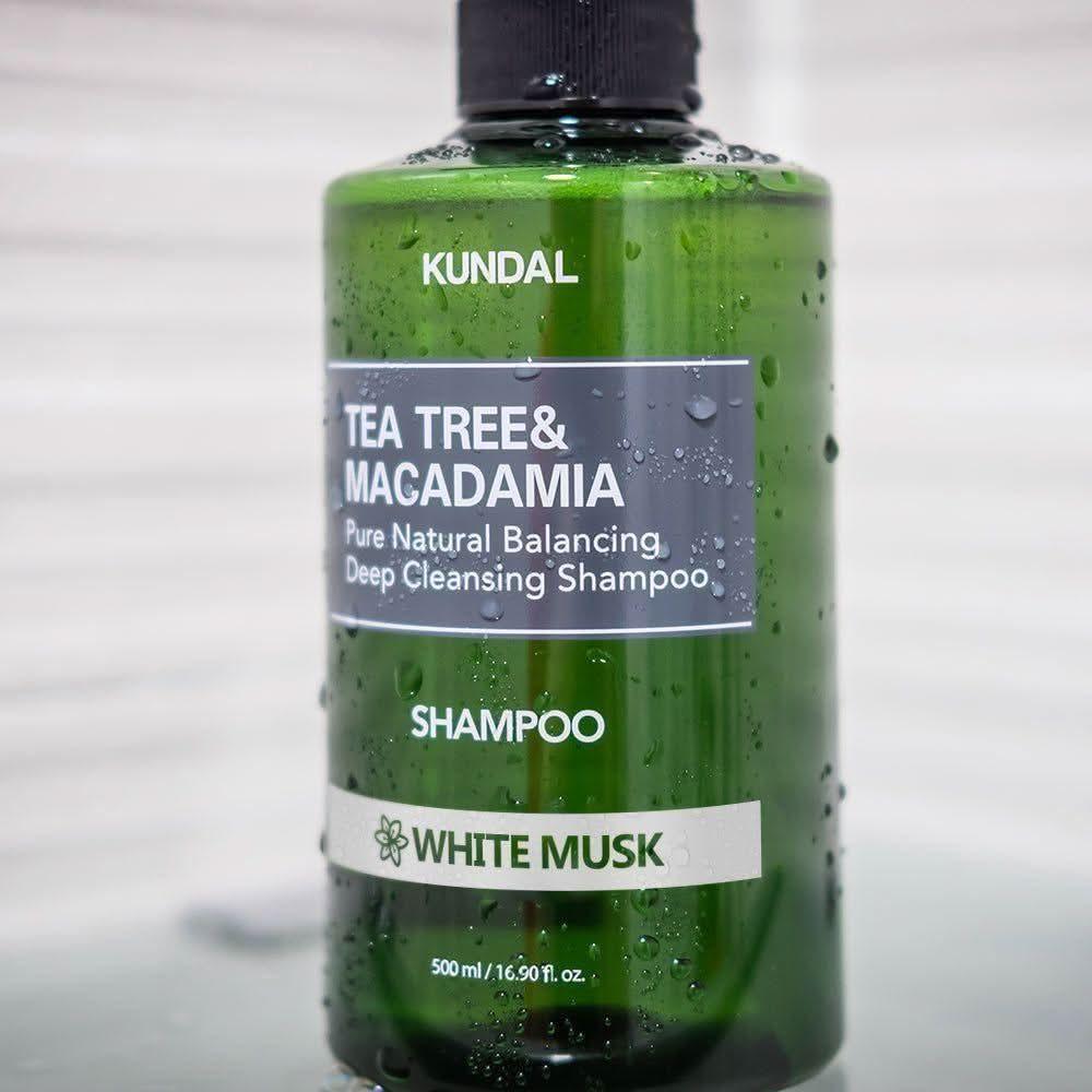 KUNDAL TEA TREE&MACADAMIA Pure Natural Balancing Deep Cleansing Shampoo 500ml #WHITE MUSK - Glam Global UKKUNDAL