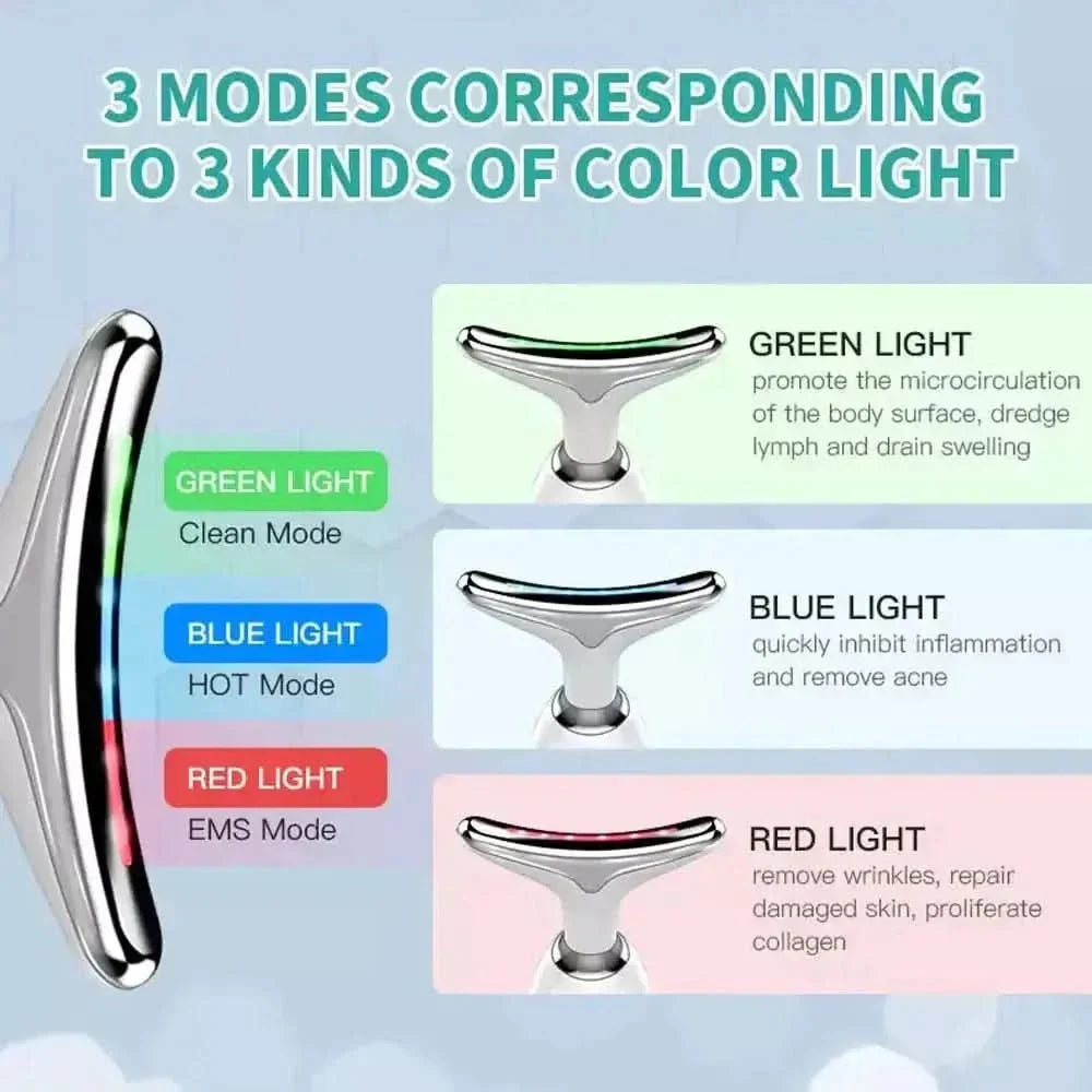 LED Light Therapy & Heat Treatment Anti Wrinkle Face & Neck Massager - Glam Global UKGlam Global UK