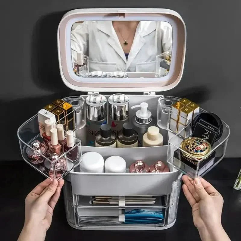 LED Mirror Cosmetic Organizer: The Ultimate Makeup Storage Solution - Glam Global UKGlam Global UK