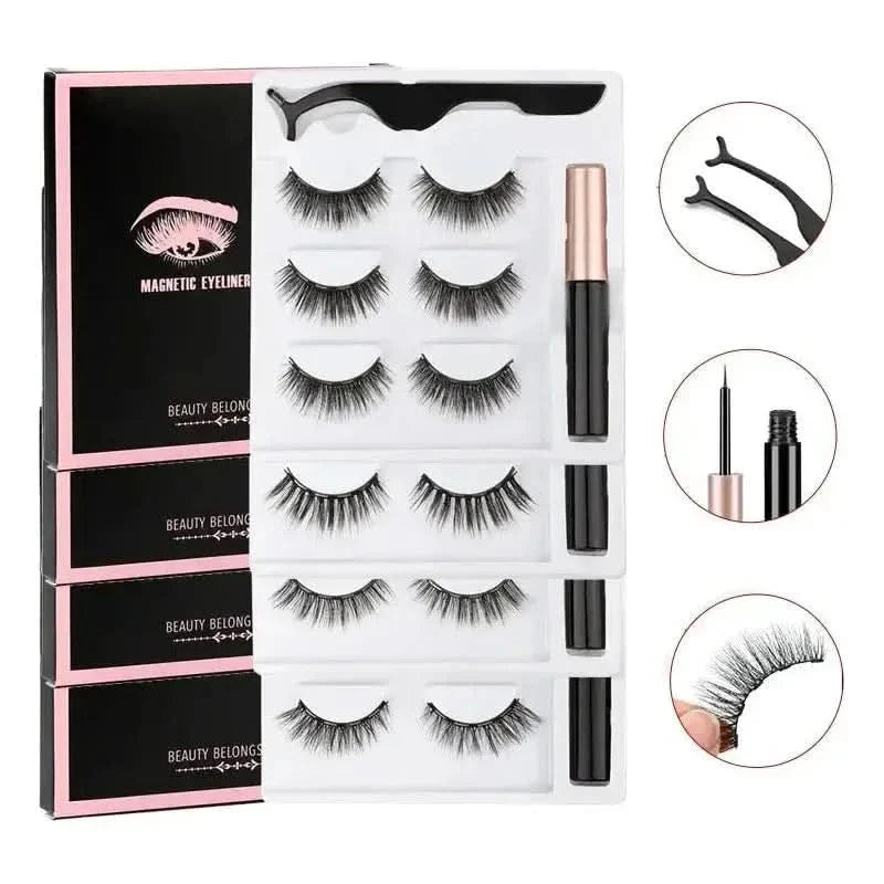 Magnetic Eyelashes Set with Waterproof Eyeliner and Tweezer - Glam Global UKGlam Global UK