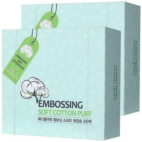 Mediflower Embossing Soft Cotton Puff Cotton Pads 600Piece - Glam Global UKMediflower