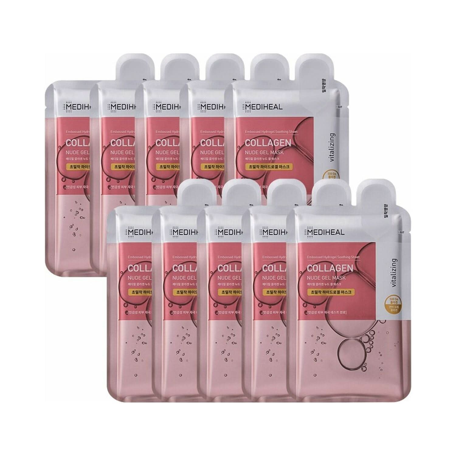 MEDIHEAL Collagen Nude Gel Mask Sheet – 10 Sheets | Nourish, Firm & Cool - Glam Global UKMEDIHEAL