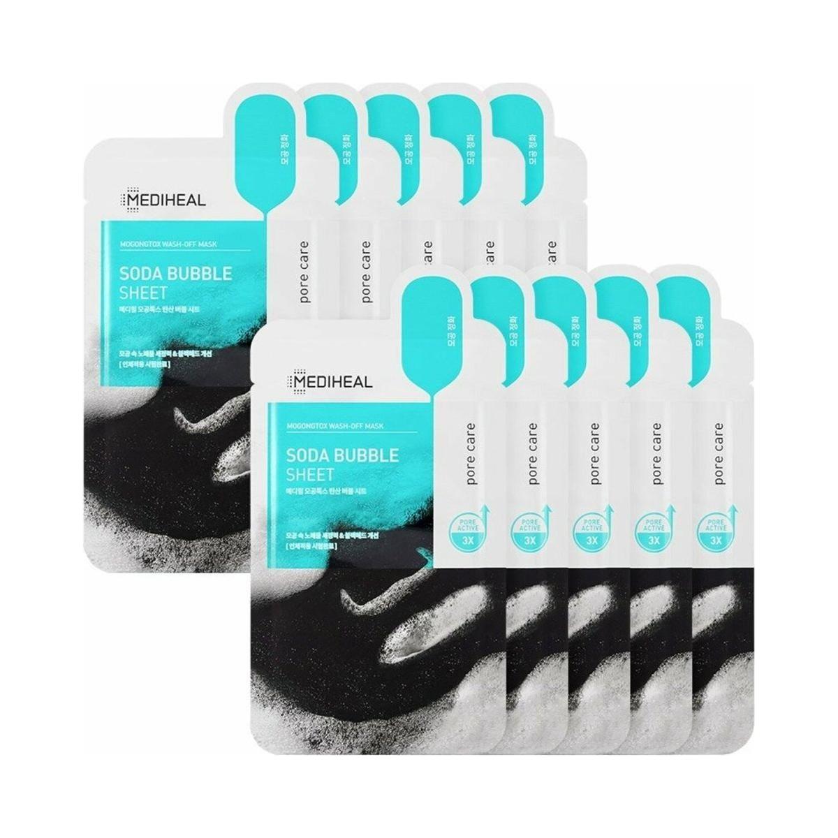 MEDIHEAL Mogongtox Wash - off Soda Bubble Sheet 10P - Glam Global UKMEDIHEAL