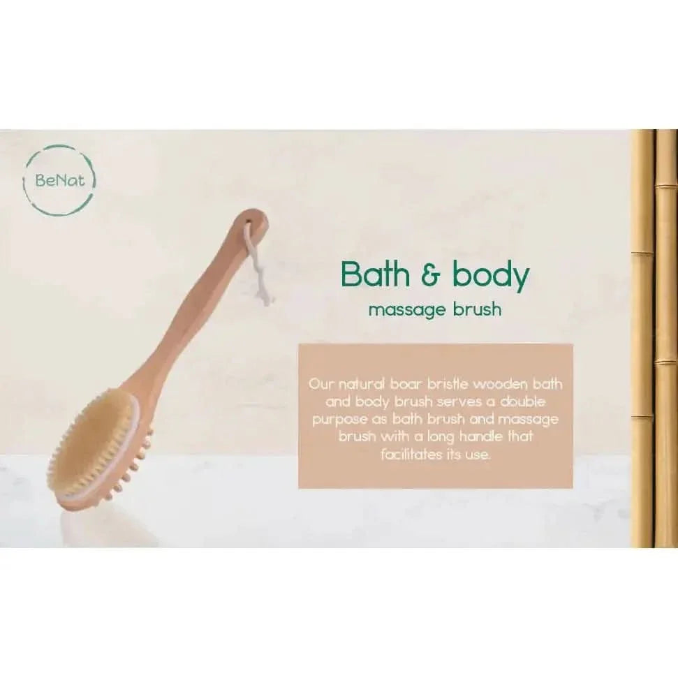 Natural Boar Bristle Bath & Body Massage Brush - Glam Global UKGlam Global UK